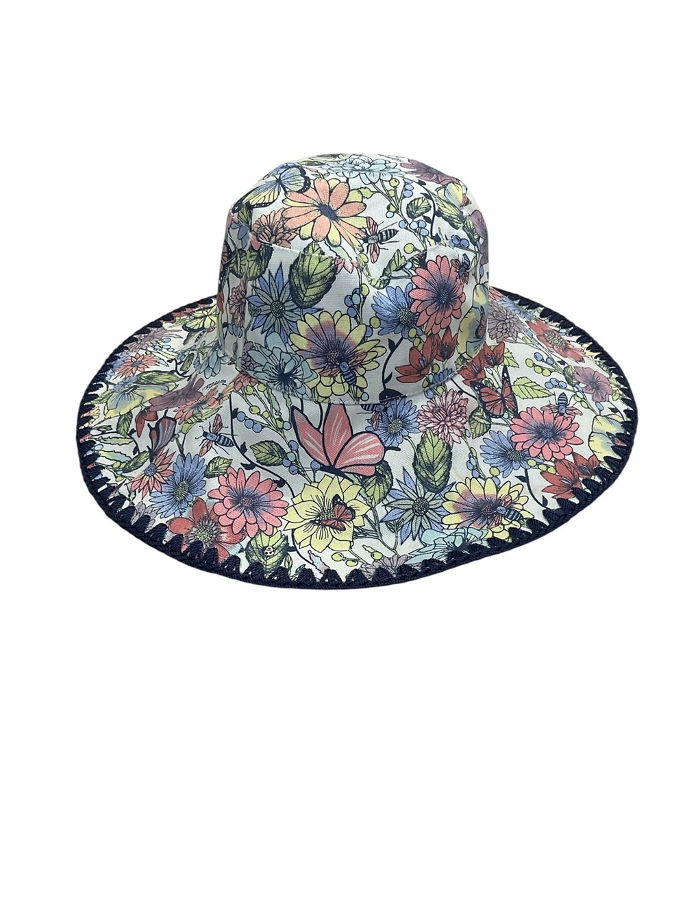Sakroots Green Thumb Floral Butterfly Bees Wide Brim Sun Hat